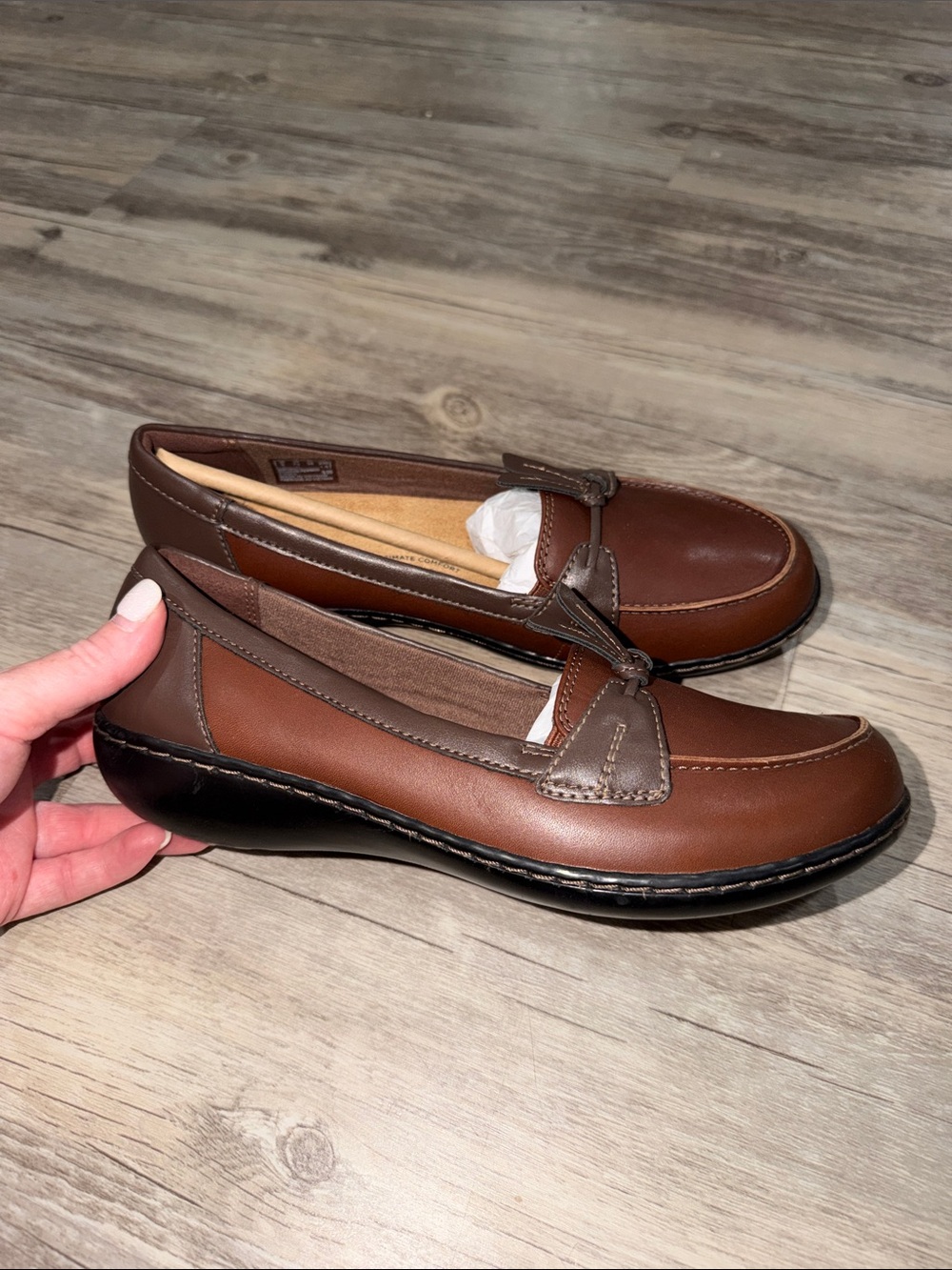 Clarks Brown Two-Tone Leather Loafers
